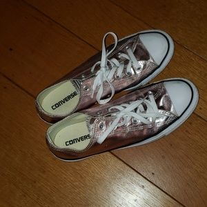 Rose Gold metallic Converse low tops